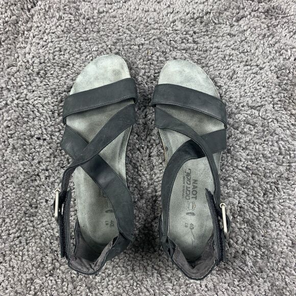 NAOT Rianna Cork Sandal Women’s EU 40 US 9-9.5 Coal Leather Strappy Gladiator - Picture 6 of 8